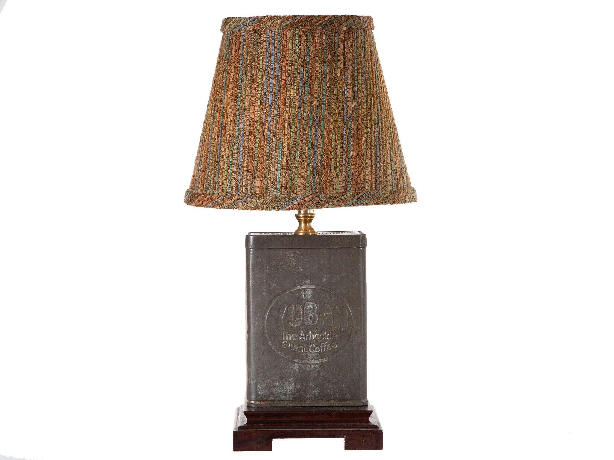 Vintage Coffee Tin Lamp with New Fabric Lamp Shade Unique Etsy