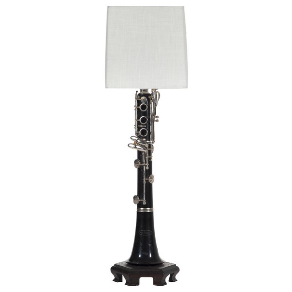 Vintage Clarinet Piece Lamp with New Fabric Lampshade - Music Light - Man Cave Decor