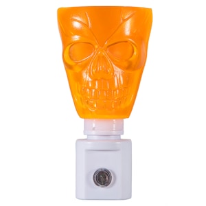 One of a Kind Halloween Night Light - LED Plug In Nightlight Handcrafted from Spooky Orange Head - Automatic Sensor