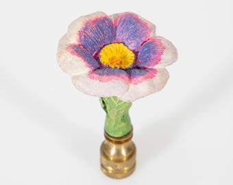 Vintage Large Flower on Green Stem Lamp Finial -  1990s Lampshade Topper