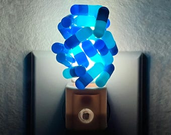 Handcrafted Blue Pill Capsules Night Light - Automatic Sensor Plug-In LED Nightlight