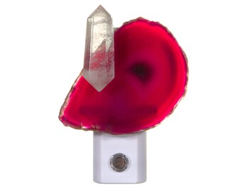Agate Slice AND Crystal Night Light - Handcrafted Unique Automatic Sensor Nite Lite