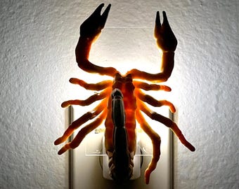 Creepy Scorpion Night Light - Hand Crafted Plug In Nite Lite Upcycled from Plastic Scorpion