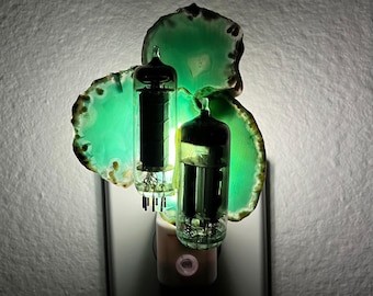 Agate Slices with Vacuum Tubes Night Light - Handcrafted Unique Automatic Sensor LED Nite Lite