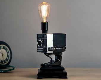Vintage Video Camera Up-cycled One-of-a-Kind Hand Crafted Accent Lamp - Professionally Wired