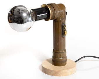 Vintage Military Flashlight Accent Lamp - Up-cycled Handcrafted in USA