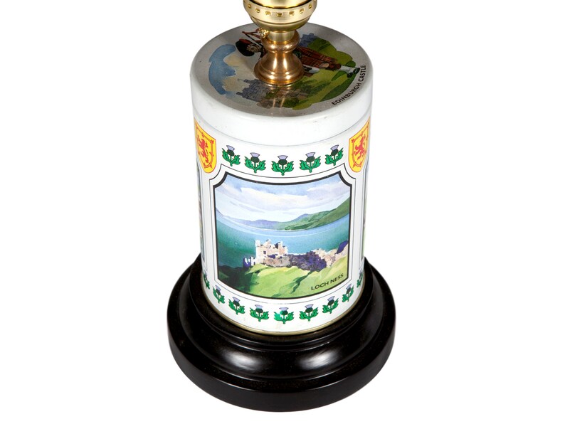 Unique Scottish Landscape Light Vintage Scenes of Scotland Tin Up-cycled Lamp with New Fabric Lampshade