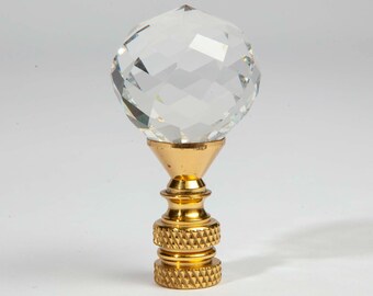 Clear Cut Glass Finial - Ball Shaped Lamp Shade Topper
