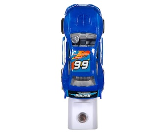 Blue Race Car Night Light: Handcrafted LED Plug-In