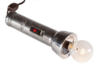 Vintage Flashlight Up-cycled Lamp with Lightbulb