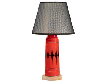 Vintage Red Aladdin Thermos Lamp with Black Shade