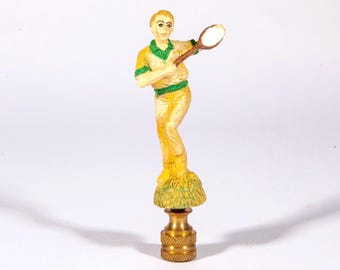 Vintage Tennis Player with Racket Sports Lamp Finial