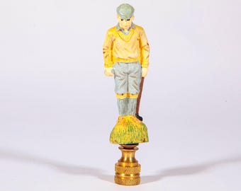 Vintage hoge lampknop in de vorm van een golfer met club - jaren 90 lampenkaptopper - sportieve lampknop