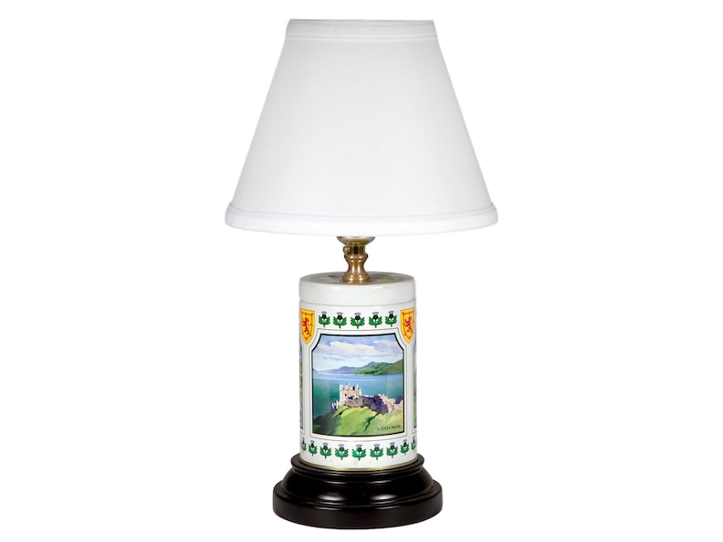 Unique Scottish Landscape Light Vintage Scenes of Scotland Tin Up-cycled Lamp with New Fabric Lampshade