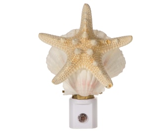 Shell AND Starfish Night Light - Handcrafted Unique Automatic Sensor Nite Lite