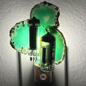 Agate Slices with Vacuum Tubes Night Light - Handcrafted Unique Automatic Sensor LED Nite Lite