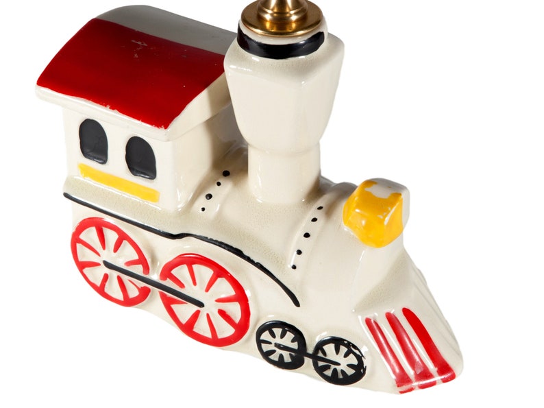 Retro Hand Painted Ceramic Nursery Light Vintage Train Lamp All New Wiring And Shade Lamps Home Living Droneblikk No Retro Hand Painted Ceramic Nursery, Train Lamp Shade