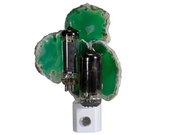 Agate Slices with Vacuum Tubes Night Light - Handcrafted Unique Automatic Sensor LED Nite Lite