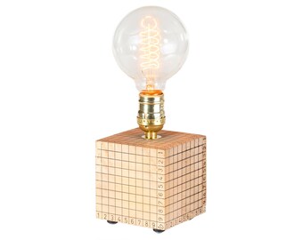 Unique Vintage Wood Cube Lamp - Handcrafted One-of-a-Kind Accent Light