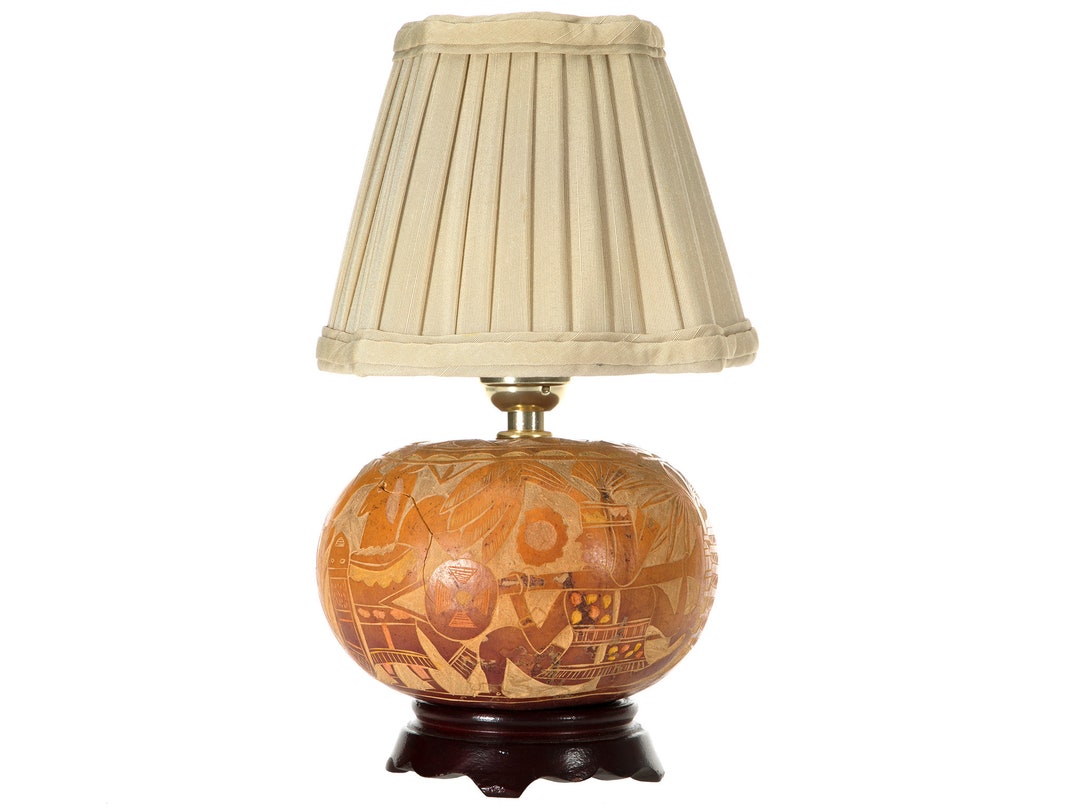 Unique Small Accent Lamp Upcycled From Vintage Carved Gourd Etsy