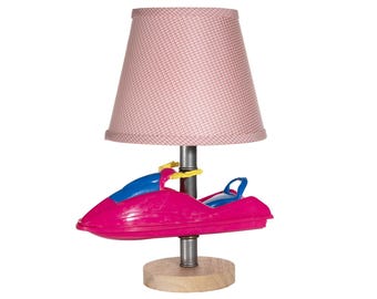 Vintage Water Toy Jet Ski Lamp with New Fabric Lampshade