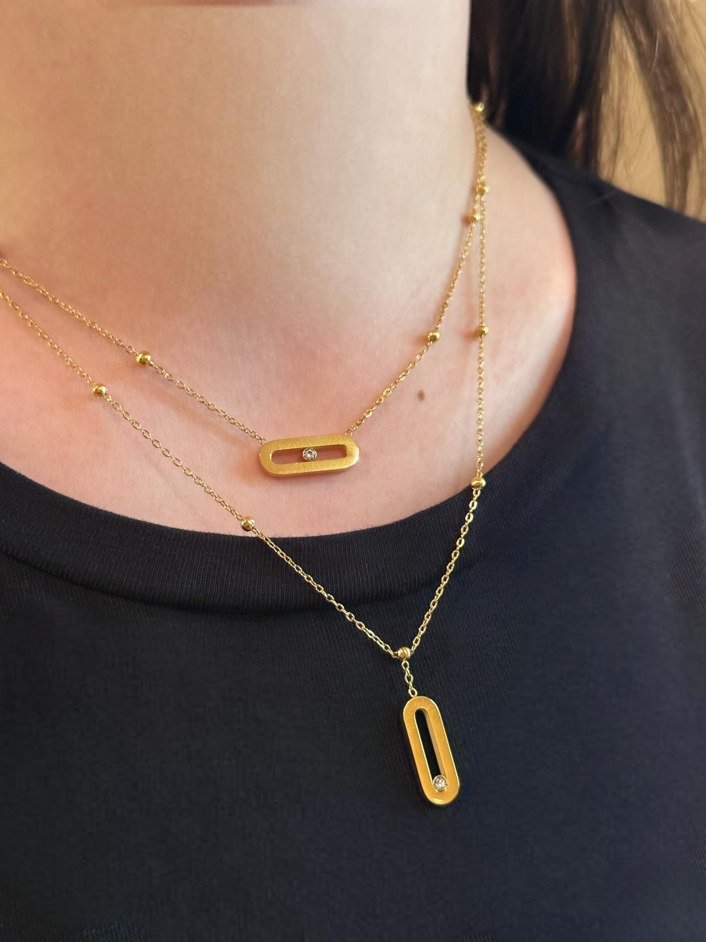 Collier ras de cou fin avec petites boule en acier inoxydable