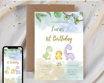 Editable birthday invitation template dinosaur, 1st Birthday Invite, dinosaur invite, Birthday Template Printable, dinosaur 1st birthday