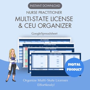 Multi-State License Tracker for Telemedicine Nurse Practitioners - Instant Download Spreadsheet