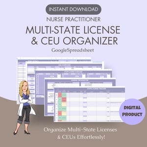 Multi-State License Tracker for Telemedicine Nurse Practitioners - Instant Download Spreadsheet