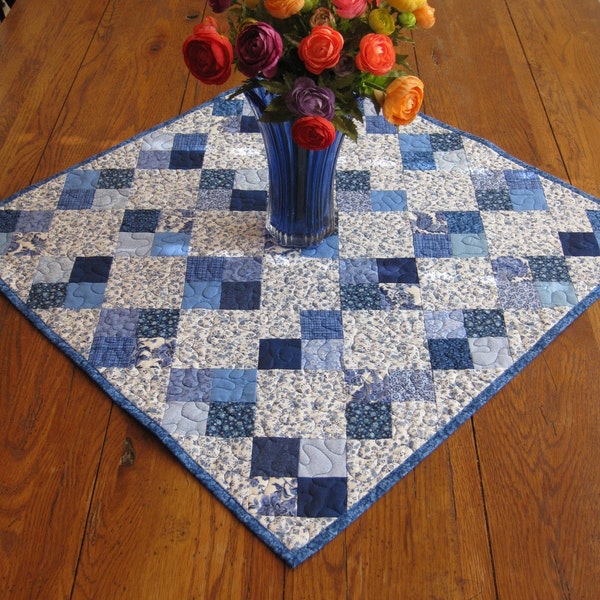 Shades of Blue Table Topper or Doll Quilt