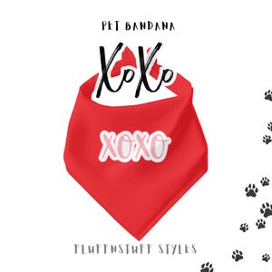 Cute XOXO Pet Bandana, Valentines Day Gift for Pets, Dog Scarf, Pet Accessories, Puppy Fashion, Valentines Bandana, Red Bandana