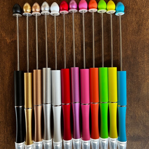 Brand New BEADABLE PENCILS with ERASER! Refillable graphite tip pencils Add a Bead Metal pens for easy diy projects 0.50 cents and up!