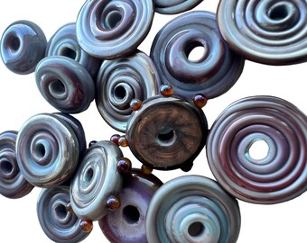 Lampwork beads/SRA/ glass beads/artisan beads/torch work beads/ jewelry supplies/handmade supplies/OOAK/unique beads/disc glass beads