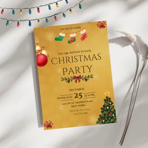Christmas Party Holiday Invitation, Christmas, Canva Template, Instant Digital Download, Printable Invite, Christmas Party, Christmas Card