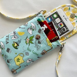 Étui gadget pour smartphone pour iPhone, théières ASL, dragonne amovible bleu jaune