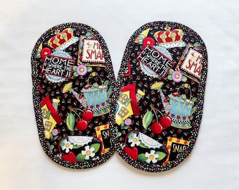 Pot Grabbers Pot Holders Pair Mary Engelbreit Print Red Black Multi