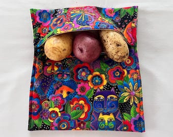 Bolsa para patatas para microondas con estampado de Laurel Burch: para cocinar verduras y calentar panecillos.