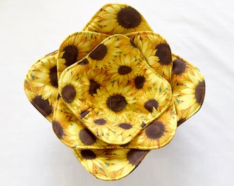 Sunflower Print Bowl Cozy, Microwave Safe, Housewarming Gift, 3 Piece Set