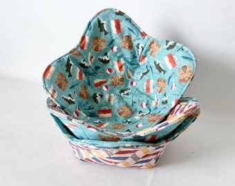 Bowl Cozy, Microwave Bowl Cozy, Soup Bowl Cozy, Hot or Cold Bowl Cozy, Fabric Basket, Camping Theme, Free Shipping