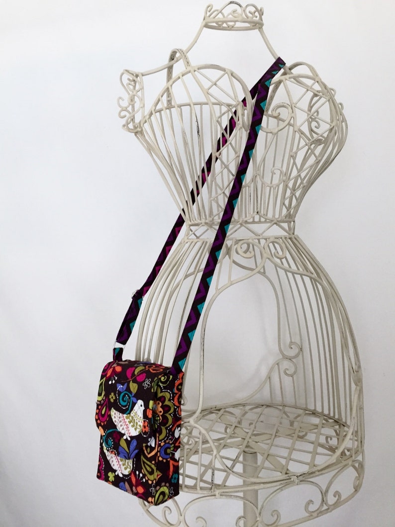 Mini Mini Hipster Iphone 6 Plus Case Smart Phone Case Adjustable Strap Quilted Fabric Paisley Multi Color Black