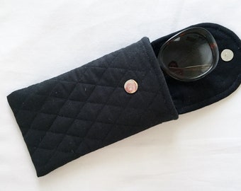 Glasses Case, Iphone 6 to 13, Quilted Black