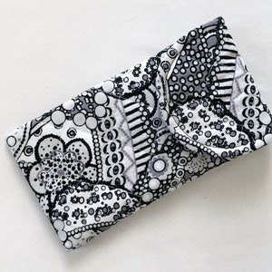 Glasses Case, iPhone 6 to 13 Quilted Cotton Black White Gray image 3
