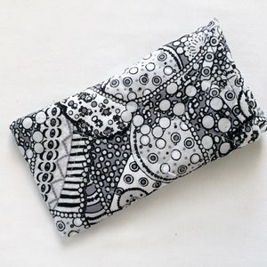 Glasses Case, iPhone 6 to 13 Quilted Cotton Black White Gray image 4