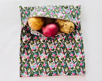 Bolsa para patatas de microondas con estampado floral ASL: Algodón para cocinar verduras