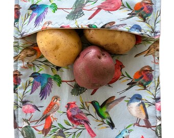 Bolsa para patatas de microondas, patatas asadas, bolsa para cocinar verduras, bolsa para calentar panecillos, pájaros