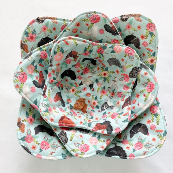 Bowl Cozy, Microwave Bowl Cozy, Soup Bowl Cozy, Floral Print,  Chickens, Reversible, Hostess or House Warming Gift Free Shipping