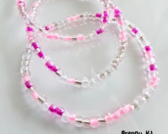 Zestaw 3 ręcznie robionych koralików nasiennych w stylu pinky preppy spring