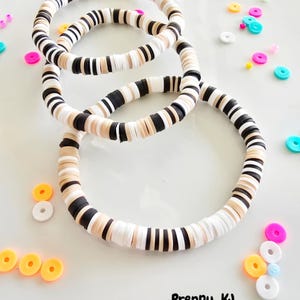 Neutral preppy handmade Clay Beaded Bracelet