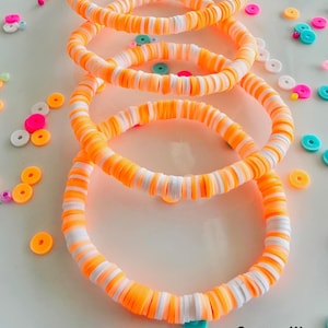 Orange Creamsicle preppy summertime handmade Clay Beaded Bracelet