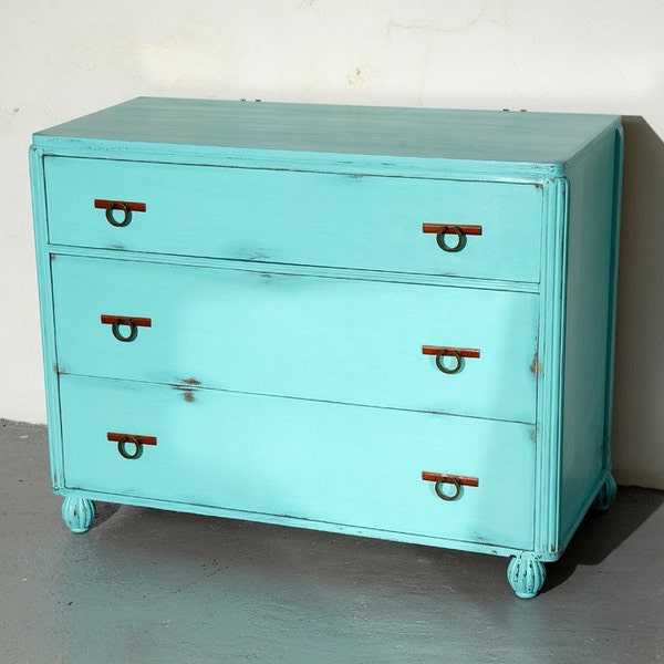 Teal Art Deco Dresser - RESERVED FOR CATIE